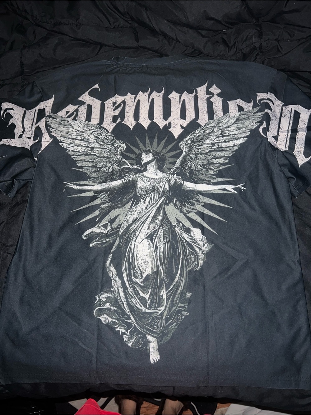 Graphic Angel Back Tee in Black & White